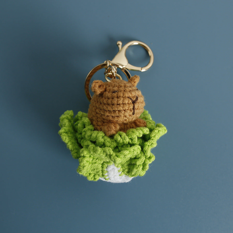 New Handmade Crocheted Capybara Keychain