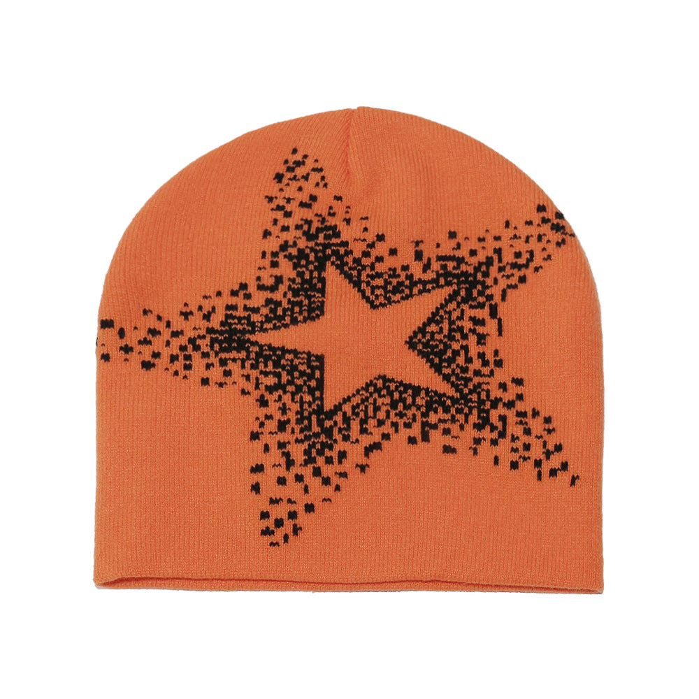 American Street Y2K Star Woolen Hat For Autumn And Winter, With Hip-hop Vibe And Warmth. Five-pointed Star Knitted Cold Hat For Keeping You Warm Outdoors