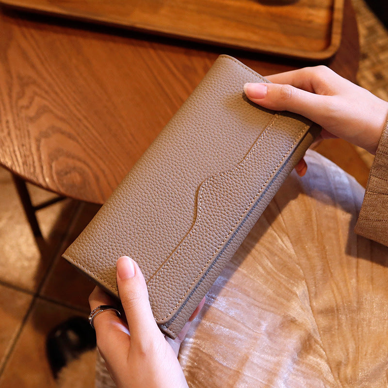 Genuine Full-grain Leather Long Wallet For Women