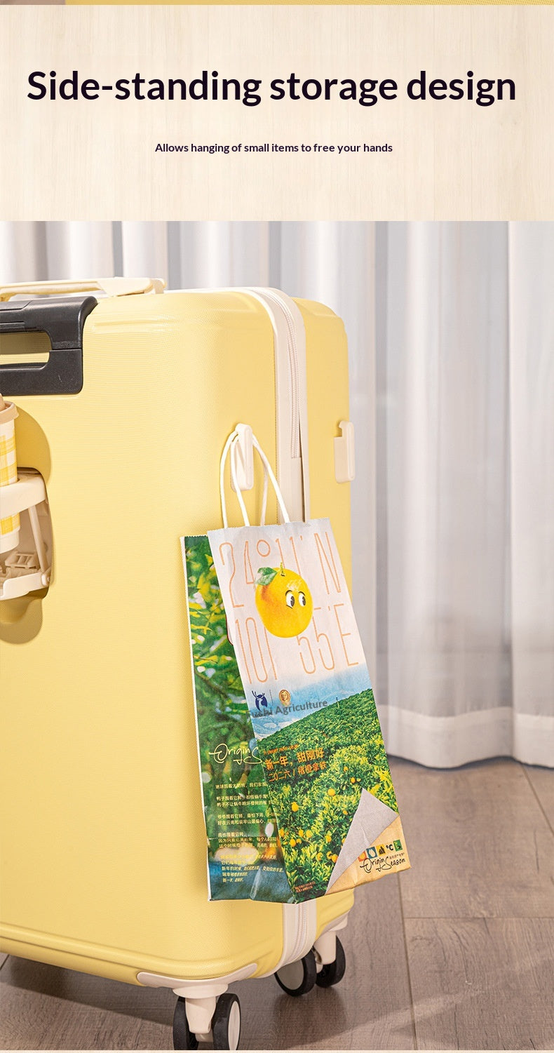 2026 New Luggage Trolley Case Student 20 Inch Lightweight Boarding Large Capacity Password Travel Leather Box Male - DY5209 Lemon Yellow