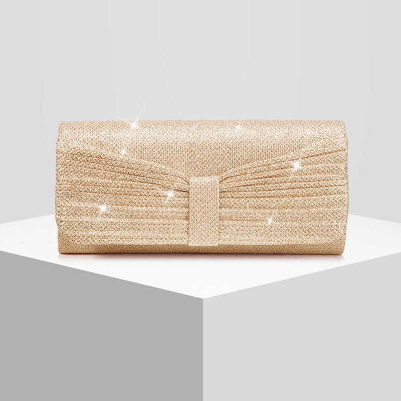Womens Shimmering Pleated Evening Bag Party Handbag Crossbody Bag Formal Clutch