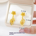 Vietnamese Sand Gold Copper Plated Filigree Flower Leaf Design Hoop Earrings