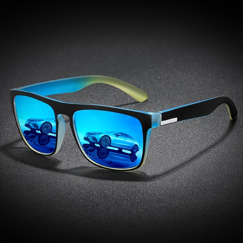4 Pack Mens Square Sunglasses Set Reflective Mirror Lens UV400 Protection Sun Glasses Lightweight Gradient Temple Eyewear For Driving Fishing Travel And Daily Outdoor Wear
