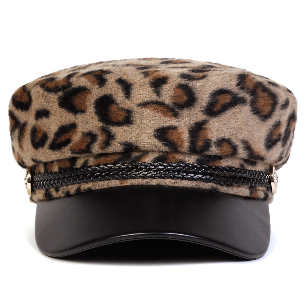 Retro Chic Leopard-print Octagonal Cap For Women Springautumn Style
