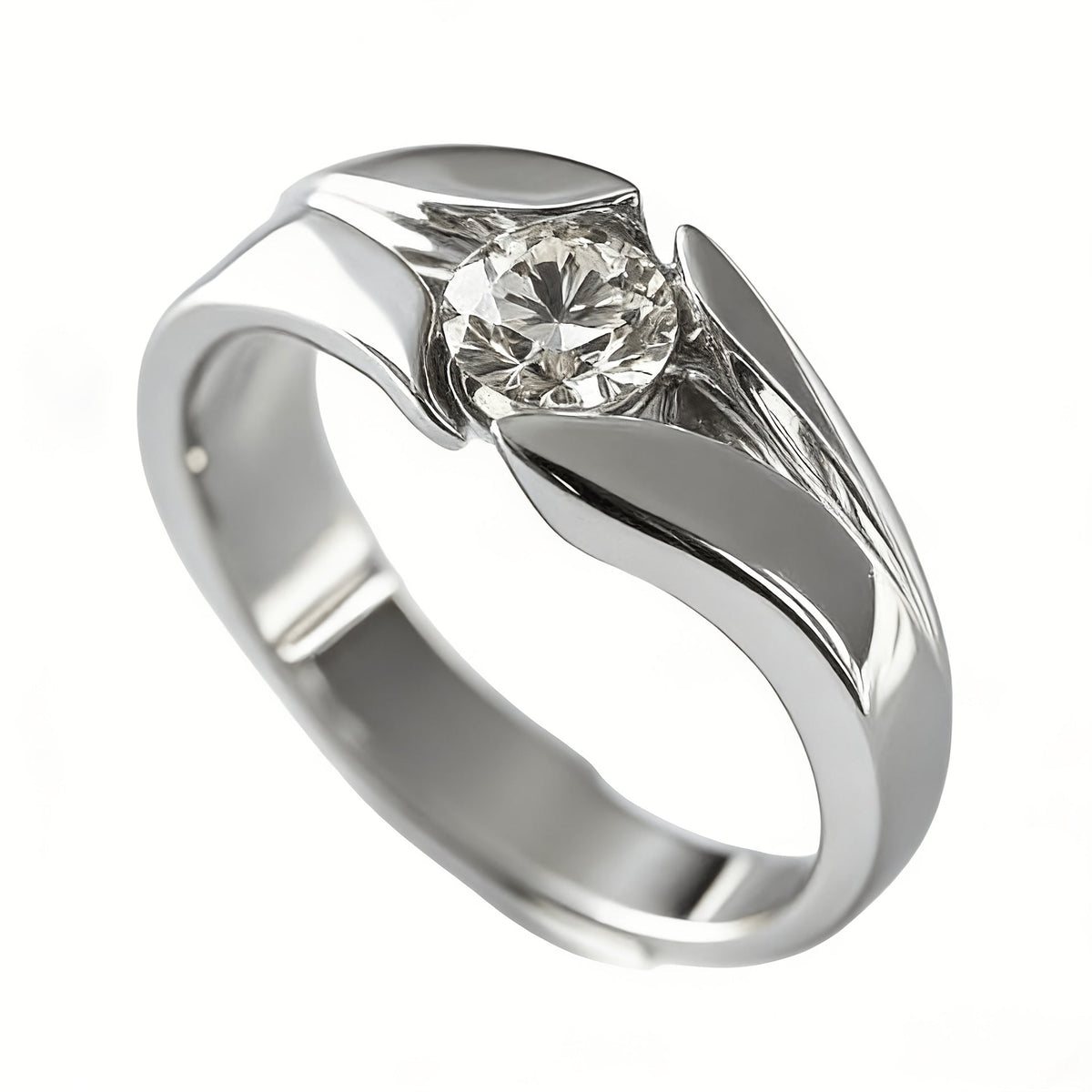 Yanbai Cross-Border Minimalist Style Gold Ring With Zircon Inlay, Simple And Elegant Engagement Ring, Anniversary Gift