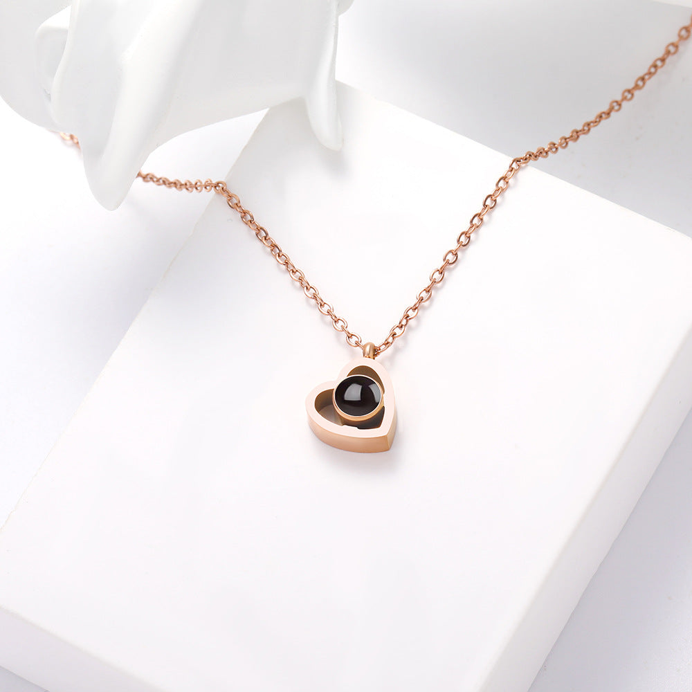 Factory Europe And The United States Cross-border 100 Languages Necklace Female Projection Set D High-definition Photos Valentine's Day Tanabata Gift