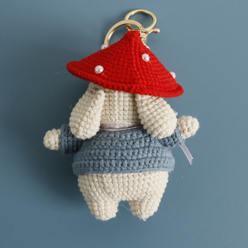 Handmade Knitted Mushroom Bunny Doll Pendant