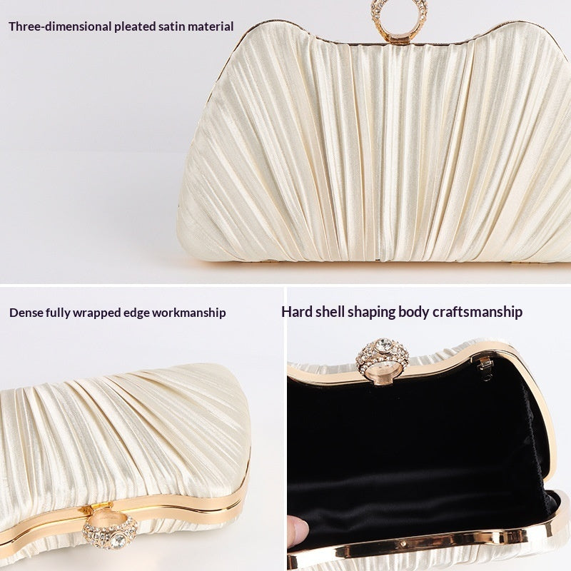 New Champagne-colored Satin Evening Bag For Women