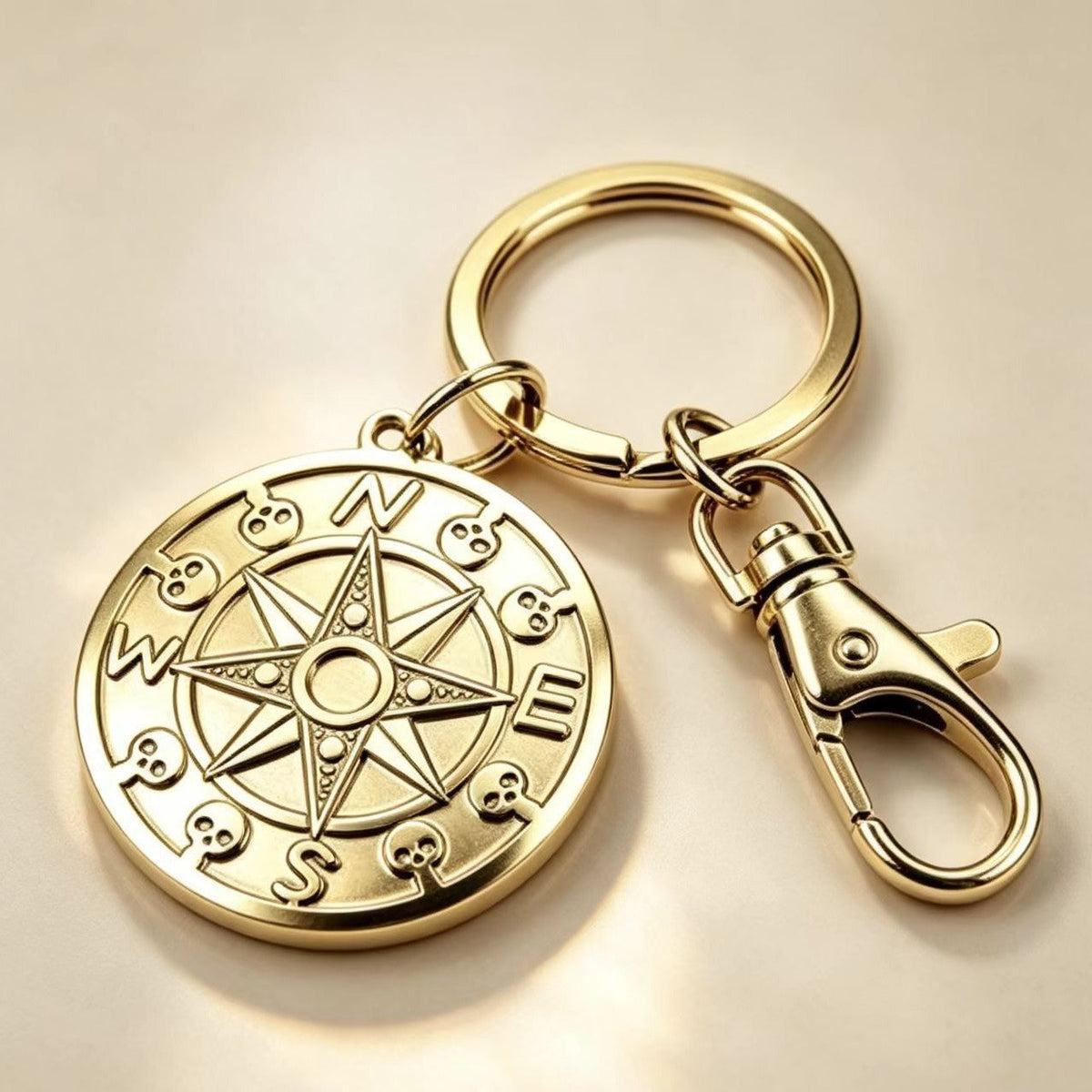 Skull-shaped Compass Keychain Pendant