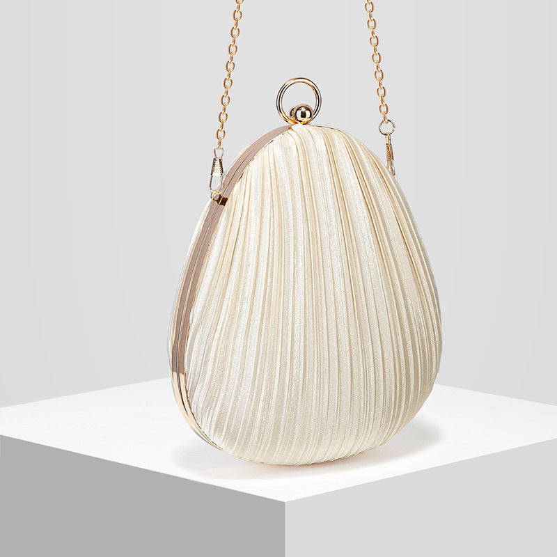 Womens Satin Pleated Evening Bag Handbag Formal Clutch