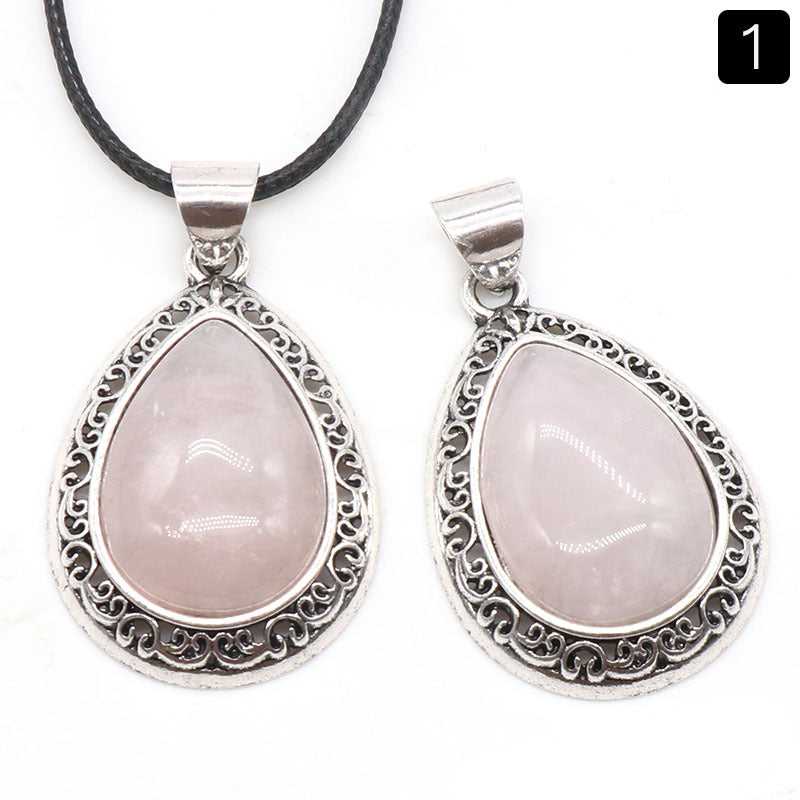 Crystal Agate Semi-precious Gemstone Teardrop Pendant