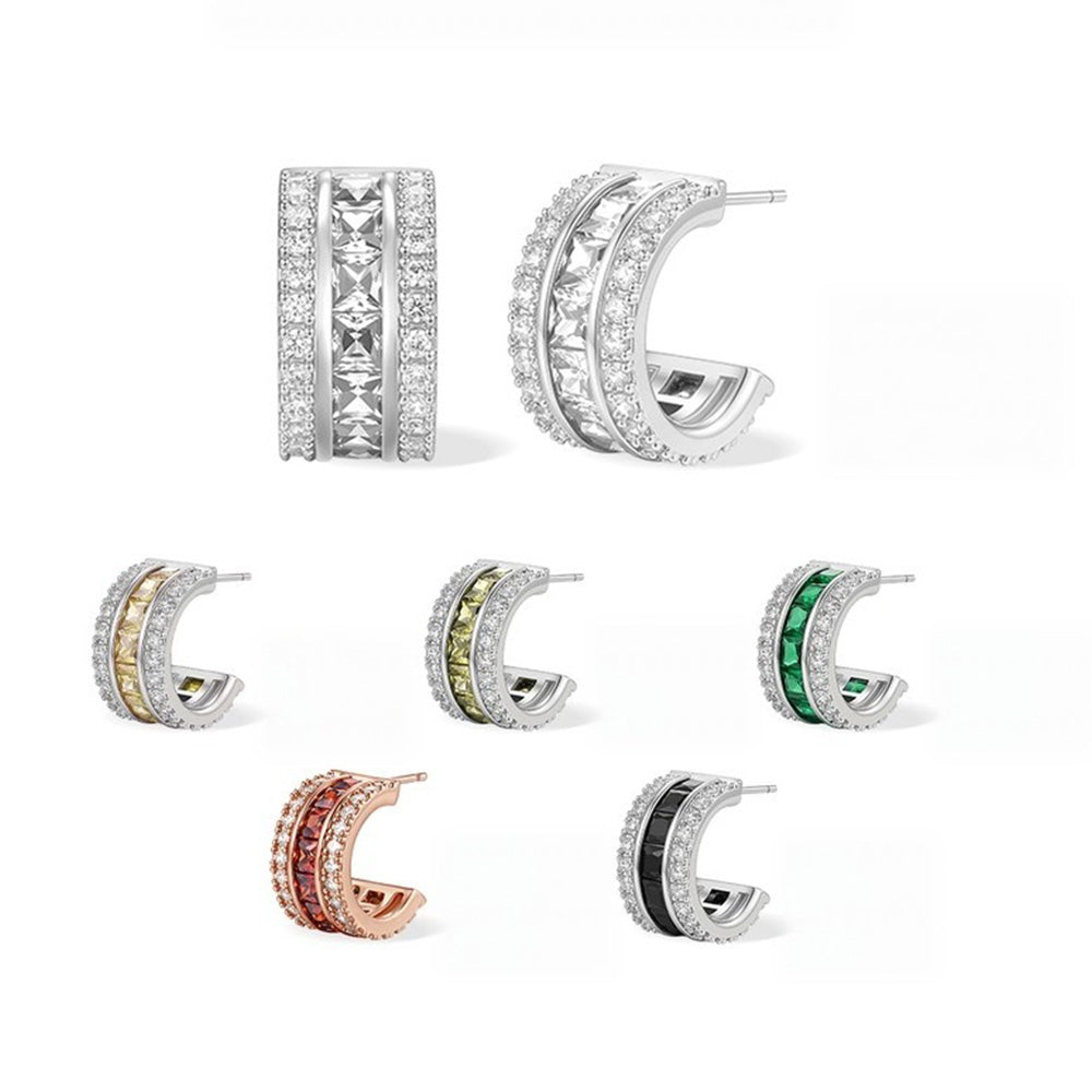 Rotating Cubic Zirconia Drop Earrings For Women - S925 Silver Needle Non-Tarnish Elegant Dangle Earrings