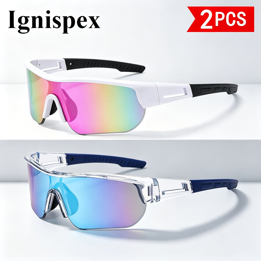 2 Pack Sports Sunglasses For Men And Women, Lightweight Wraparound Cycling Eyewear, Mirrored Lens Sun Glasses, Great For Cycling Running Hiking Climbing And Various Outdoor Sports Activities