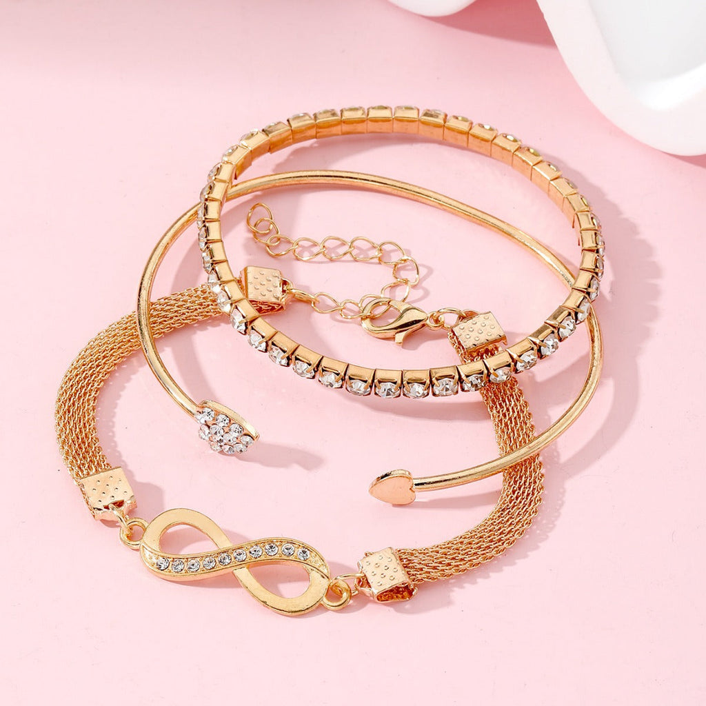 Women's 3-piece Alloy Set Featuring A Diamond-studded Infinity Symbol