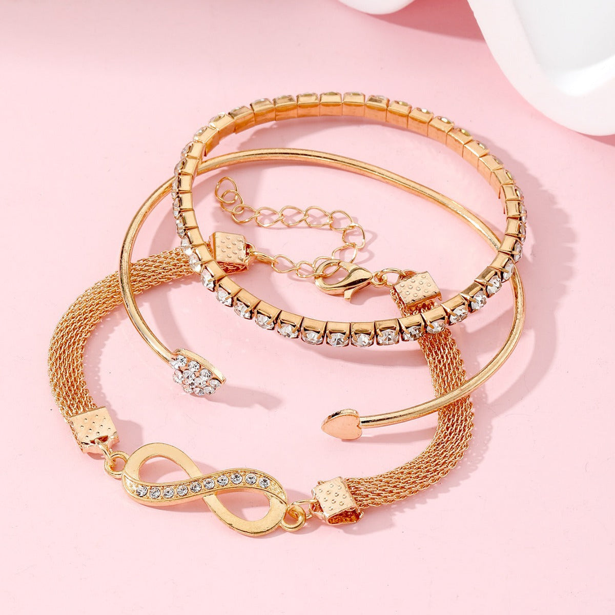 Women's 3-piece Alloy Set Featuring A Diamond-studded Infinity Symbol
