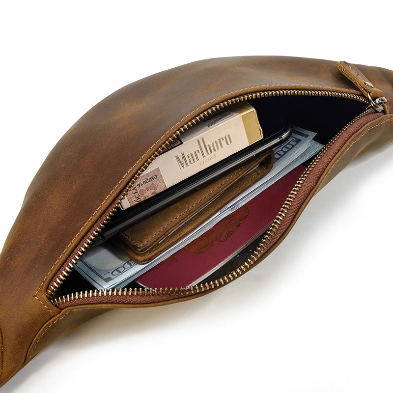 Men's Multi-functional Retro Crazy Horse Leather Belt Bag