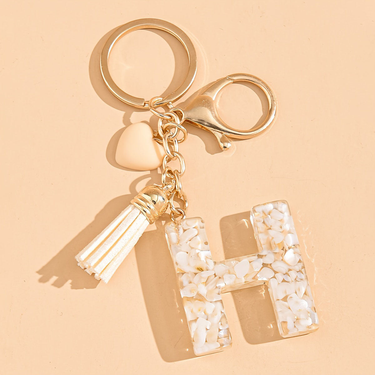Letter Heart Tassel Keychain Bag