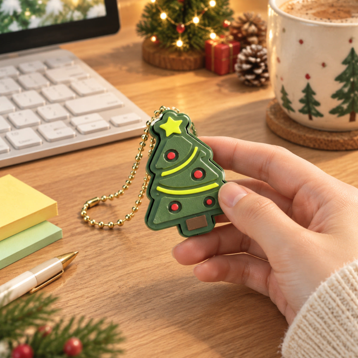 Desktop Decorative Christmas Tree Stress-relief Toy 3D-printed Keychain