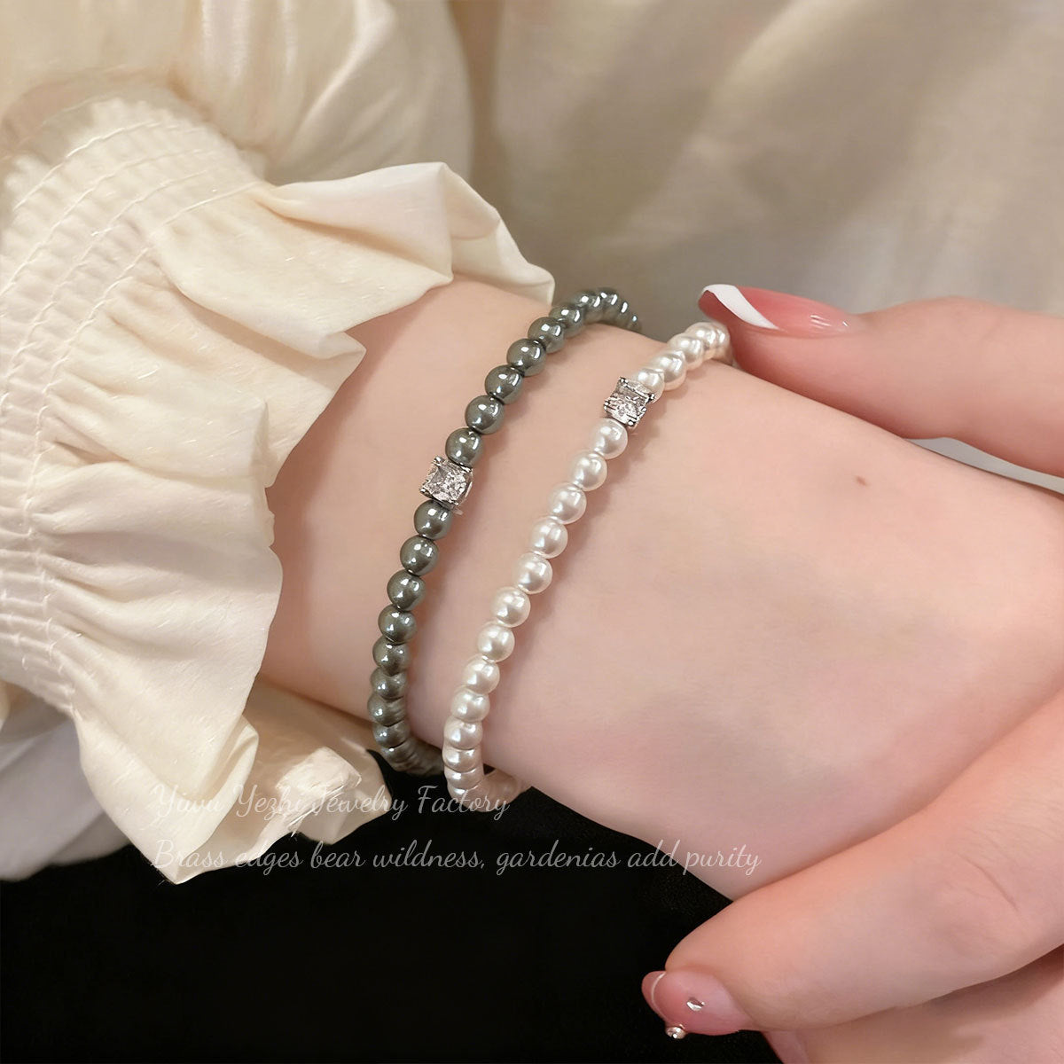 French Retro Pearl Zircon Bracelet For Women, Light Luxury, High-End, Exquisite, Fashionable, Elegant And Versatile Bracelet Bracelet