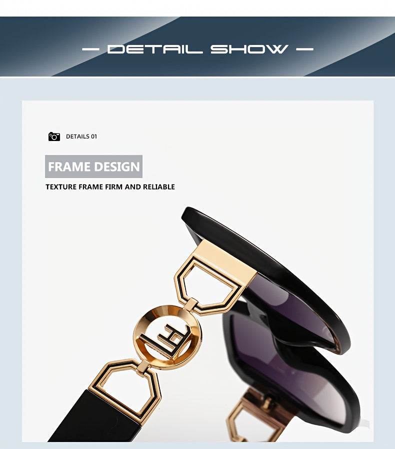 2 Pack Oversized Square Sunglasses For Women, Luxury Metal Chain Decor Sun Glasses, Uv400 Protective Gradient Lens Eyewear, Ideal For Dating, Party, Beach Travel And Daily Outfit Matching