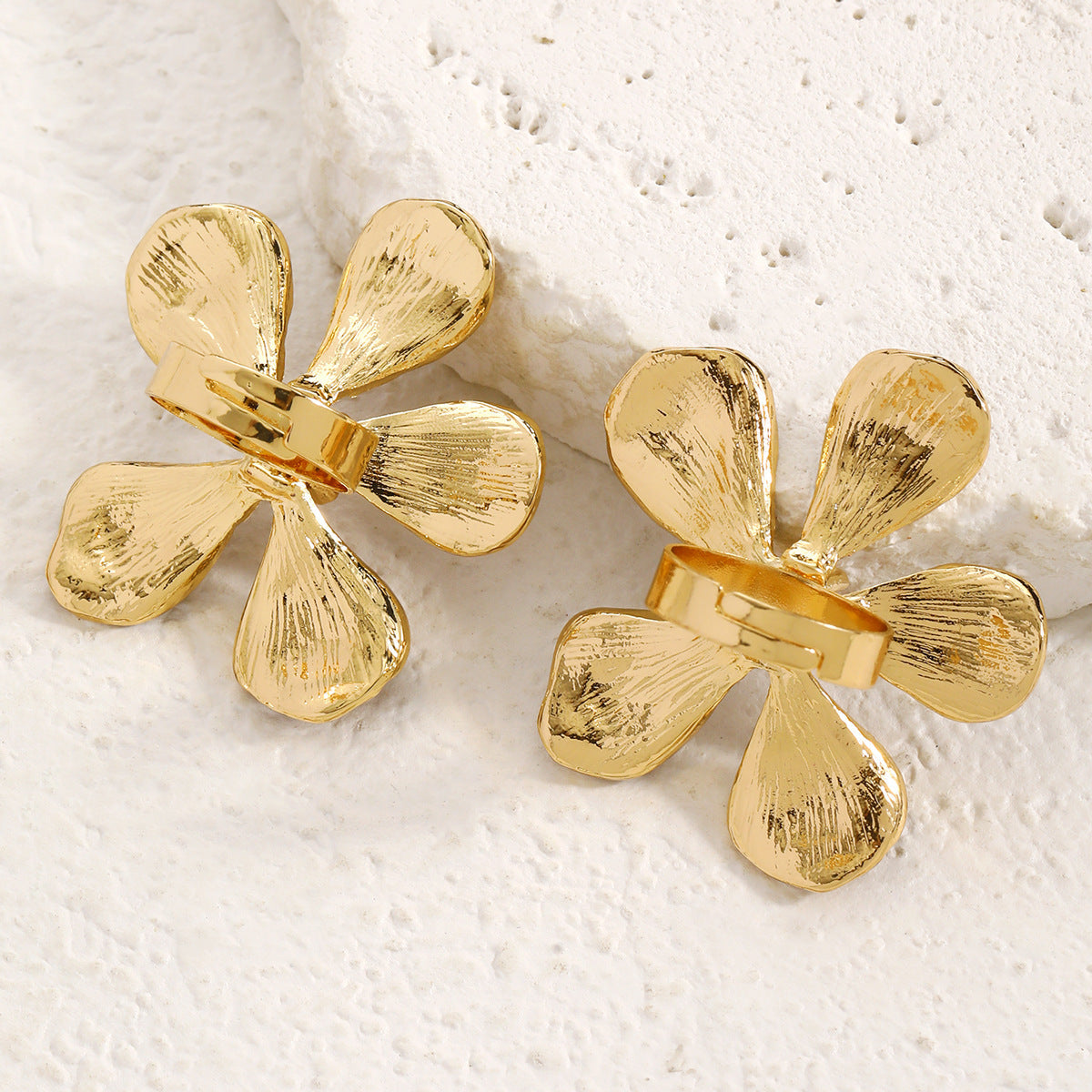 Leopard-print Flower Open Ring Vintage And Adjustable