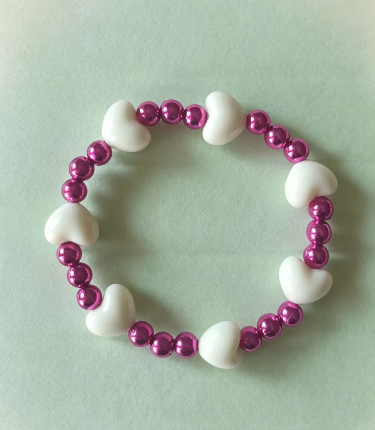 Heart Handmade Beaded Bracelet Colorful Purple