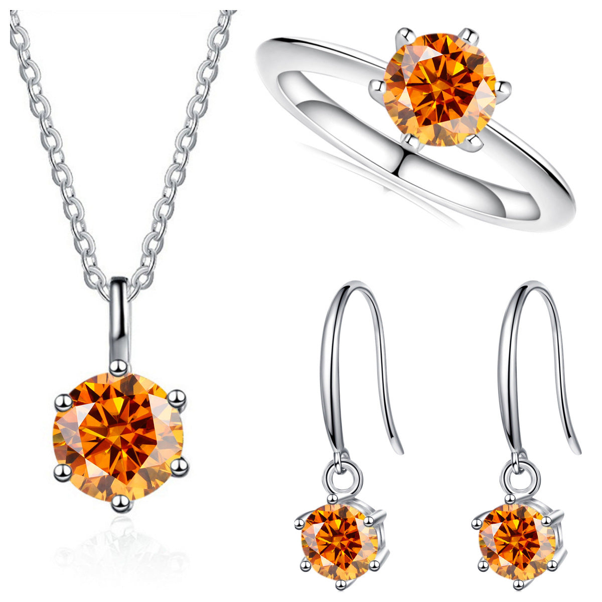 3-Carat Sterling Silver Moissanite Jewelry Set