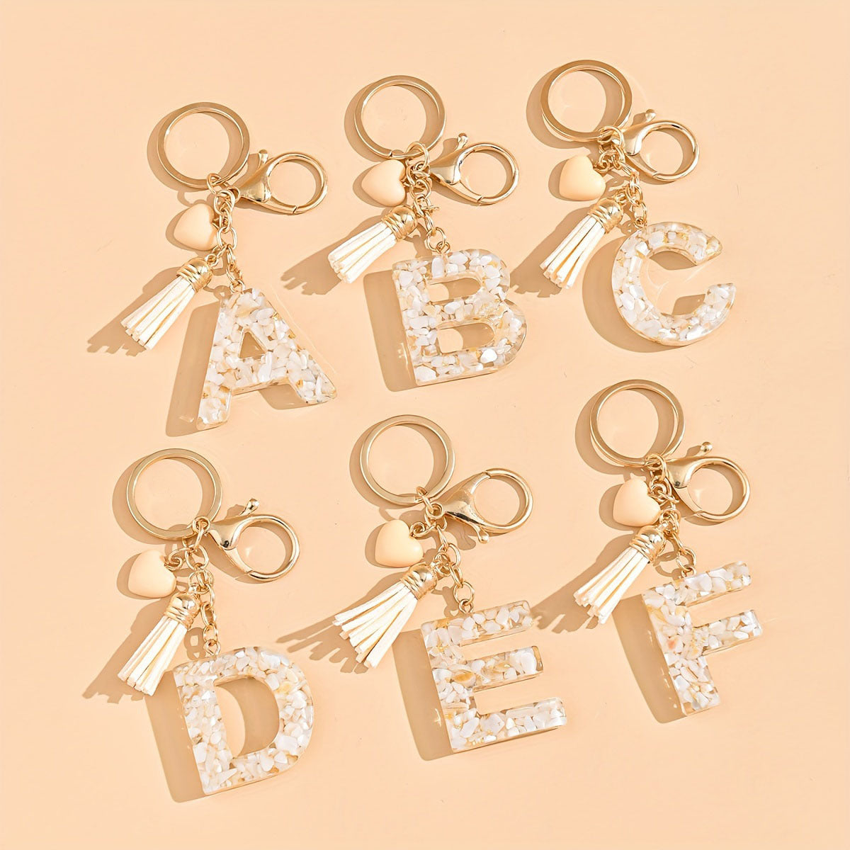 Letter Heart Tassel Keychain Bag