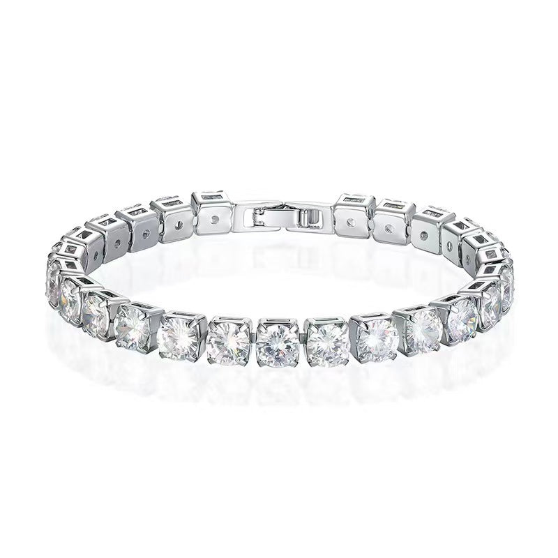 Micro-pave 6mm Zircon Bracelet And Necklace Set