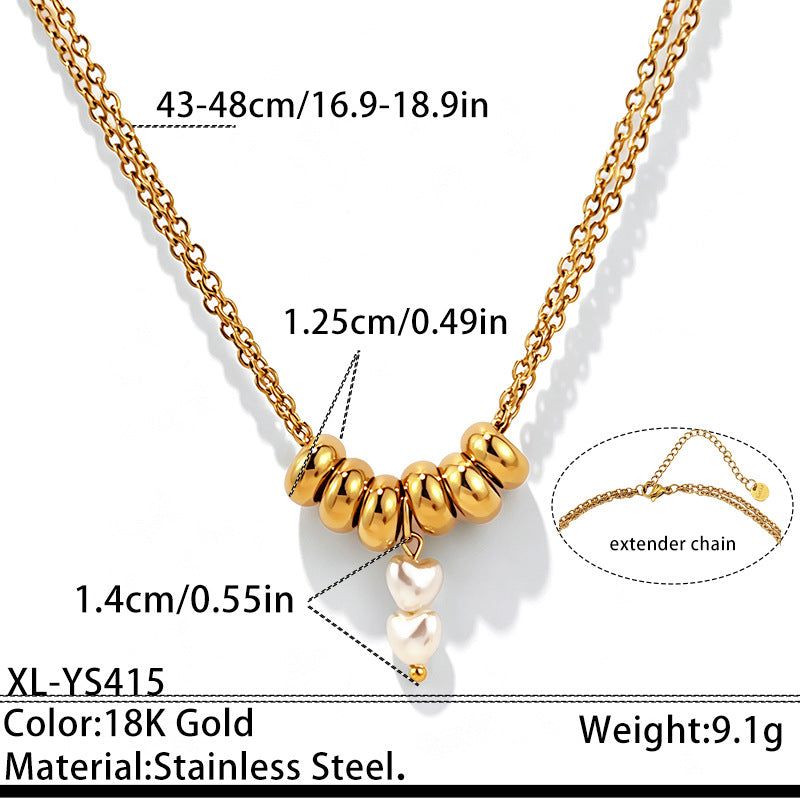 Fashionable Titanium Steel Pearl Necklace For Women Niche Vintage Style