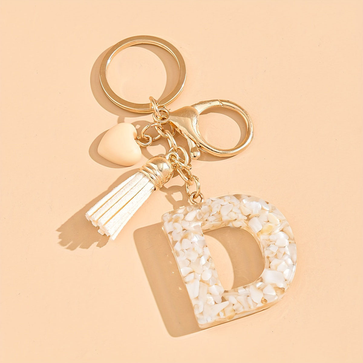 Letter Heart Tassel Keychain Bag