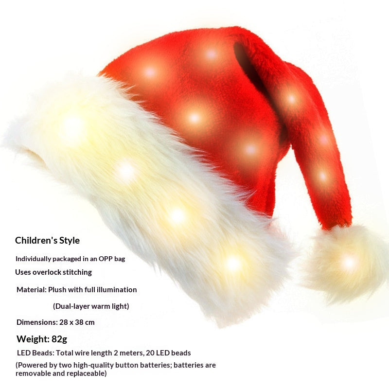 Christmas Party Plush Glowing Christmas Hat For The Elderly