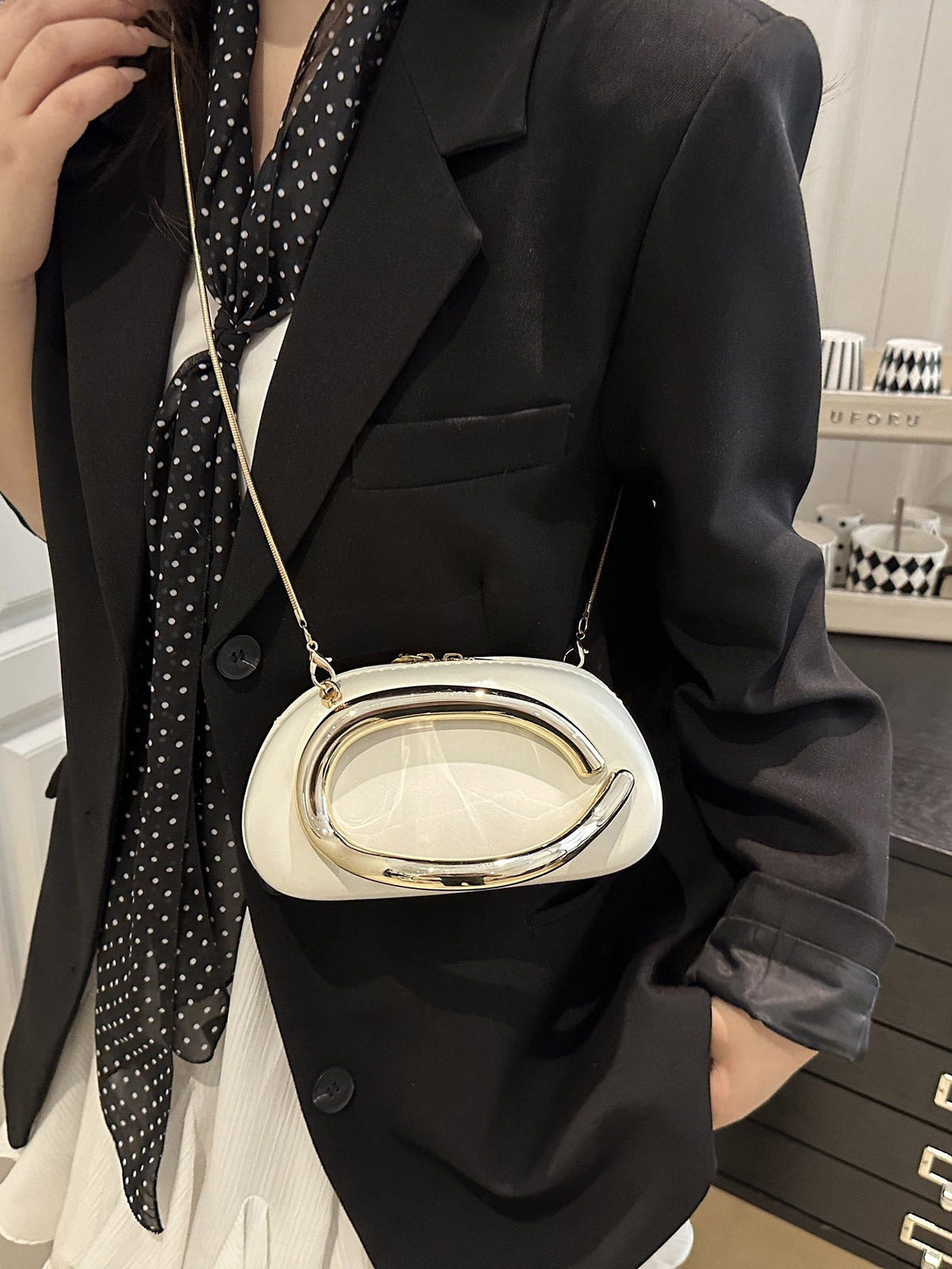 Trendy Metal Hardware Personalized Evening Party Chain Single-shoulder Clutch For Women