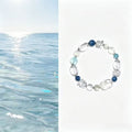 Natural Clear Quartz  Blue Apatite Bracelet Aquamarine Two Tone Beaded Chain Water Element Energy Jewelry For Women