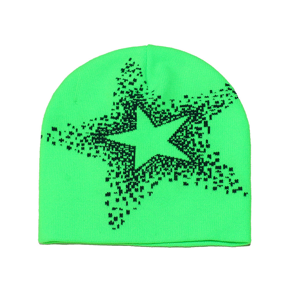 American Street Y2K Star Woolen Hat For Autumn And Winter, With Hip-hop Vibe And Warmth. Five-pointed Star Knitted Cold Hat For Keeping You Warm Outdoors